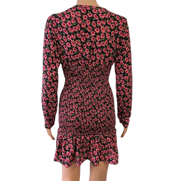 ASOS NaaNaa V neck tea dress in pink floral cinched - Picture 9 of 14